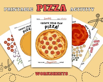 Pizza Printable Pizza Activity Sheets Build A Pizza Craft Kits For Kids Pretend Play Printable PreK Activity Cut And Plate Pizza Worksheet
