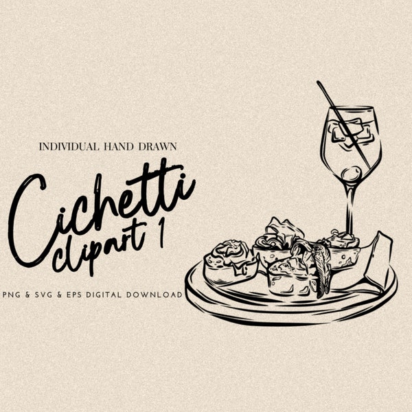 Cocktail Appetizer Clipart Illustration Cicchetti Italian Food Illustration Vector For Making Menu Card SVG Clipart PNG Illustration EPS