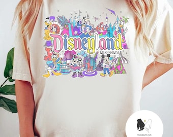 Camiseta Mickey y sus amigos del 70.º aniversario de Disneyland, camiseta "70 años de magia" de Disneyland (1955-2055), camisetas a juego para viajes familiares a Disneyland.