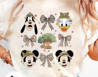 Vintage Coquette Bows Mickey and Friends Animal Kingdom shirt, Safari Mode tshirt, Disney Family Safari Trip 2025 shirt, WDW Let's Get Wild