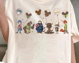 Zootopia Balloons Shirt, Judy Hopps Nick Wilde Tee, Zootopia Friends Shirt, Disney Zootopia Tee, Disney Vacation Tee, Family 2025 Trip tees