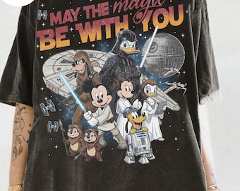Retro May The Magic Be With You Star Wars T-shirt, Mickey and Friends Galaxy's Edge Tees, Disney Star Wars shirts, Family Matching Trip Tees
