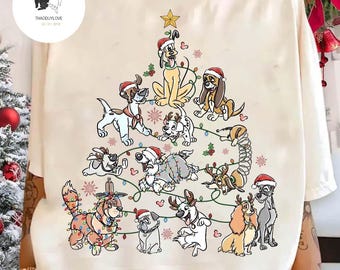 Vintage Disney Dogs Christmas Comfort Colors shirt, Merry Christmas Disney Dogs Sweatshirt, Disney Dog Mom Shirt, Dog Lovers Shirt