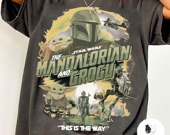 Retro Star Wars Mandalorian Grogu T-shirt, Grogu Bounty Hunter Top, Star Wars Day shirt, This Is The Way, Disney Family Star Wars Matching