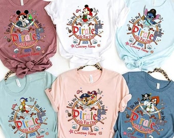 Multi-Characters Personalized Mickey and Friends Disney Pirates Shirt, Cruise Vacation Group shirts, Yo Ho Yo Ho A Pirate's Life for Me