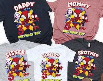 Personalized Spidey and His Amazing Friends Birthday Shirt, Family Matching Birthday Tee, Spidey Inspired Birthday T Shirt, Birthday Party