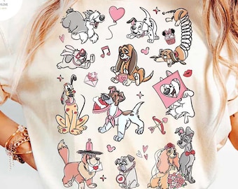 Disney Dogs Valentine T-shirt, Disney Valentine's Day Sweater, Sweethearts Nite shirts, Dog Lover Gift, Valentine's Day Gift, Disney Couples