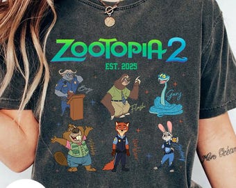 Zootopia 2 Movie T-Shirt, Disney Judy Hopps Nick Wilde Retro Cartoon Tee, WDW Disneyland Trip Family Matching Tee, Zootopia Signatures Tees