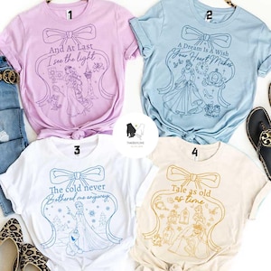 All Characters Coquette Bow Disney Princess shirts, Disney Girls Trip shirt, WDW Disneyland Princess Matching Shirt, Disney Besties Shirt