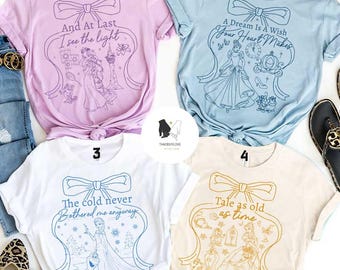 All Characters Coquette Bow Disney Princess shirts, Disney Girls Trip shirt, WDW Disneyland Princess Matching Shirt, Disney Besties Shirt