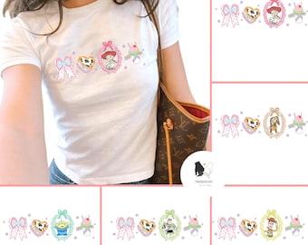 Retro Coquette Bows Disney Toy Story Baby Tee Crop top, All Disney Toy Story characters shirts, You've got a friend in me,  Toy Story Land
