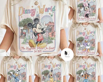 Retro All Characters Disneyworld shirts, Mickey and Friends Disney 2026 Trip, Disneyworld Matching Tee, WDW Magic Kingdom Family Vacation