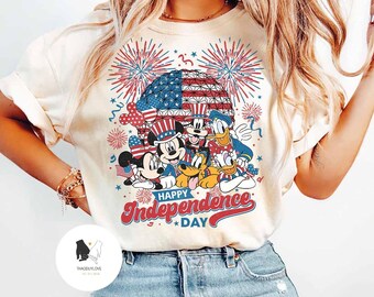 Vintage Retro Mickey and Friends Disney Epcot 4th of July Fireworks T-shirt, Happy Independence Day Shirt, Disney Matching Patriotic shirts