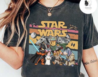 Retro Winnie The Pooh Star Wars T-shirt, Pooh And Friends May The Force Be With You shirt, Star Wars Day T-shirt, Galaxy's Edge Trip T-shirt