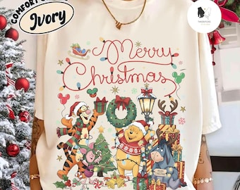 vintage T-shirt de Noël Winnie l'ourson, c'est la période la plus merveilleuse de l'année chemise de Noël Disney, Winnie l'ourson et ses amis joyeux Noël