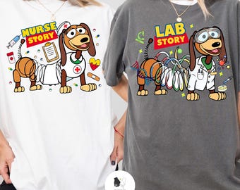Camiseta de Slinky Dog Lab Story, camiseta de Slinky Nurse Story, camiseta de la semana del laboratorio, camiseta del equipo del laboratorio, camiseta de enfermera de Toy Story, técnico de laboratorio médico, camiseta del día de la enfermera