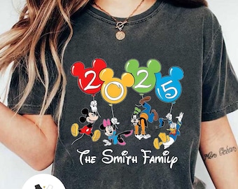 Personalized Mickey and Friends Disney Trip 2025 Shirt, WDW Disneyland Family Vacation 2025, Disney Girl Trip Shirt, Disney Balloons shirts
