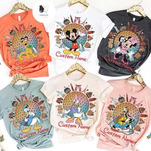 Personalized Mickey and Friends Disney Epcot Shirt, Disney Epcot World Tour 1982, WDW Disneyland Family Vacation Drinking around the World image 1