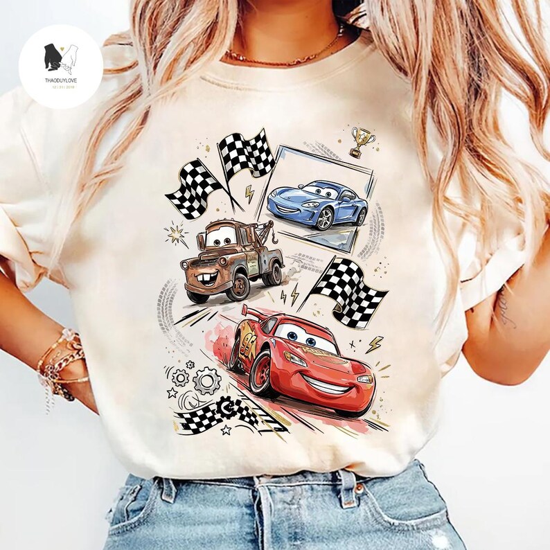 Disney Cars T-shirt, Pixar Lightning McQueen Tee, Tow Mater Sally Tee, Disney Family Trip Shirt, WDW Disneyland Family Vacation Tee image 1