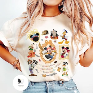 Retro Coquette Bow Mickey & Friends Disney Pirates Shirt, Yo Ho Yo Ho A Pirate&#39;s Life for Me, Family Pirates of the Caribbean, Disney Cruise