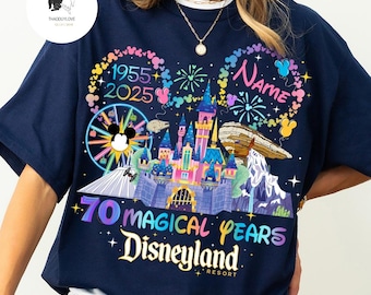 Personalized Disneyland 70th anniversary shirt, Mickey and Friends Platinum Celebration 1955-2025 shirt, Disneyland Family Trip shirts