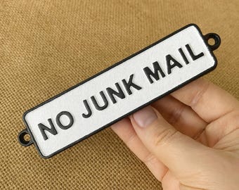 Placa de pared de hierro fundido "No a la basura" - Letrero vintage para buzón (17 cm)