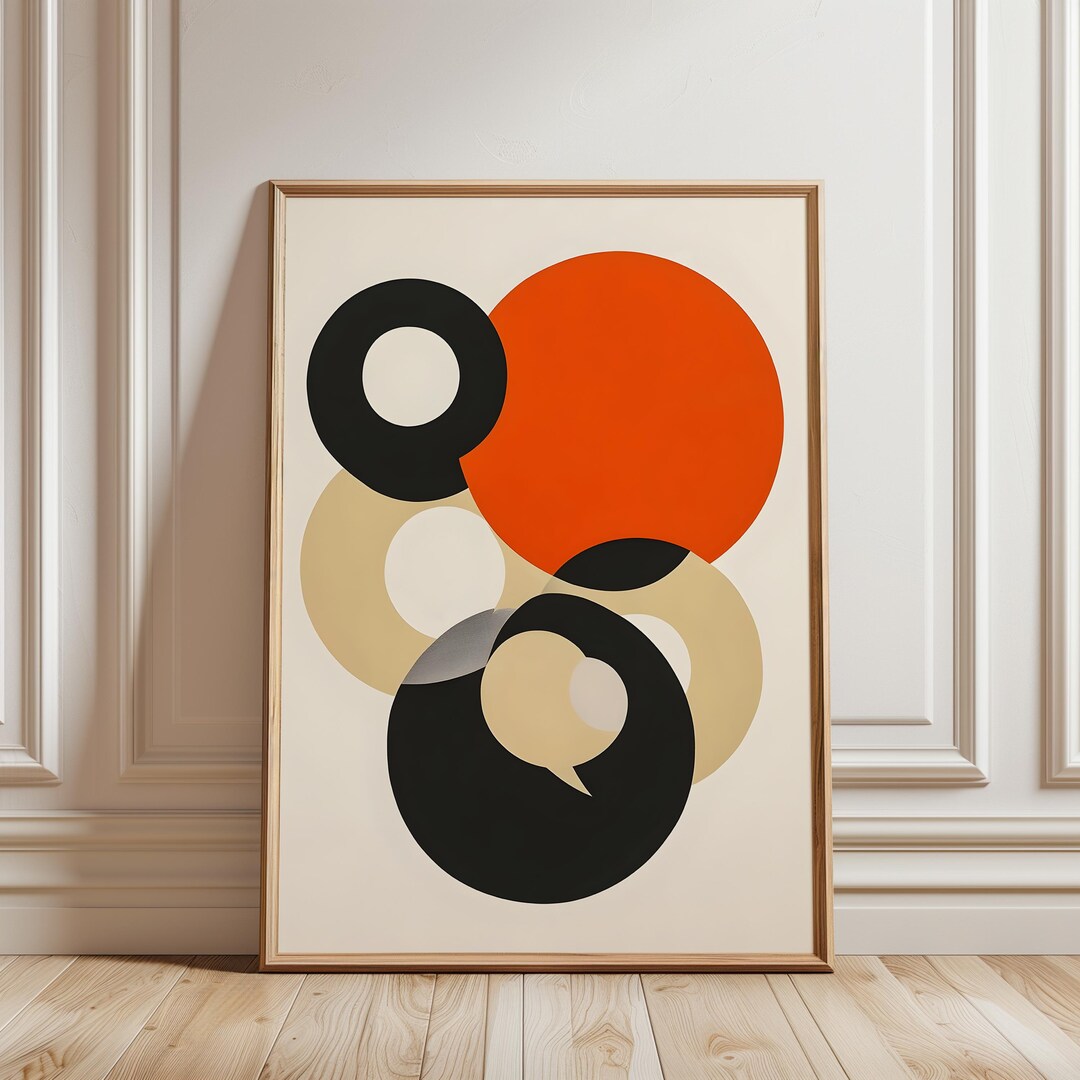 Mid Century Modern Abstract Circles Print Minimalist Geometric Wall Art ...
