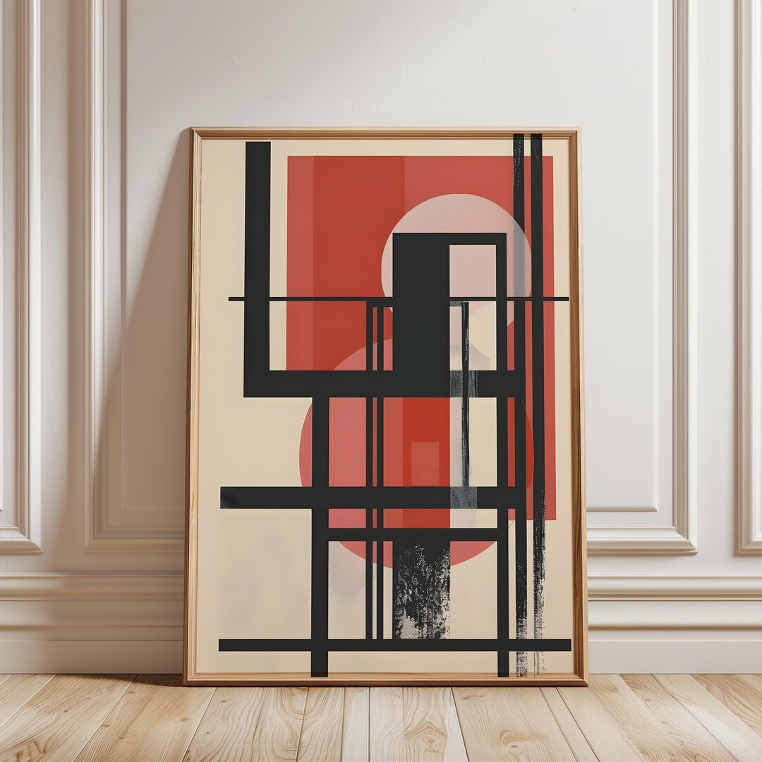 Mid Century Modern Abstract Geometric Print Bauhaus Wall Art Poster 765 ...