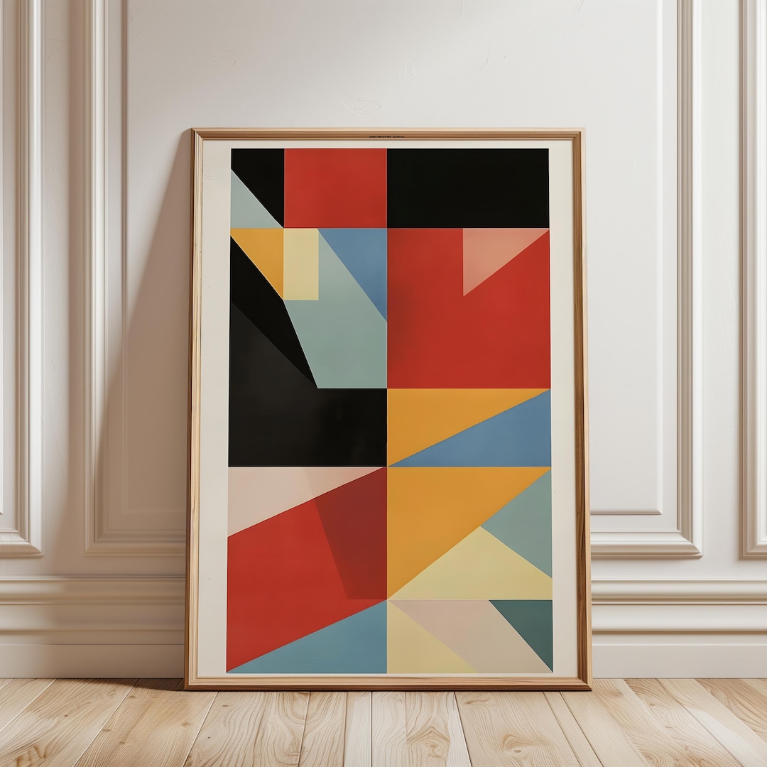 Mid Century Abstract Geometric Poster Color Block Modern Wall Art 762 ...