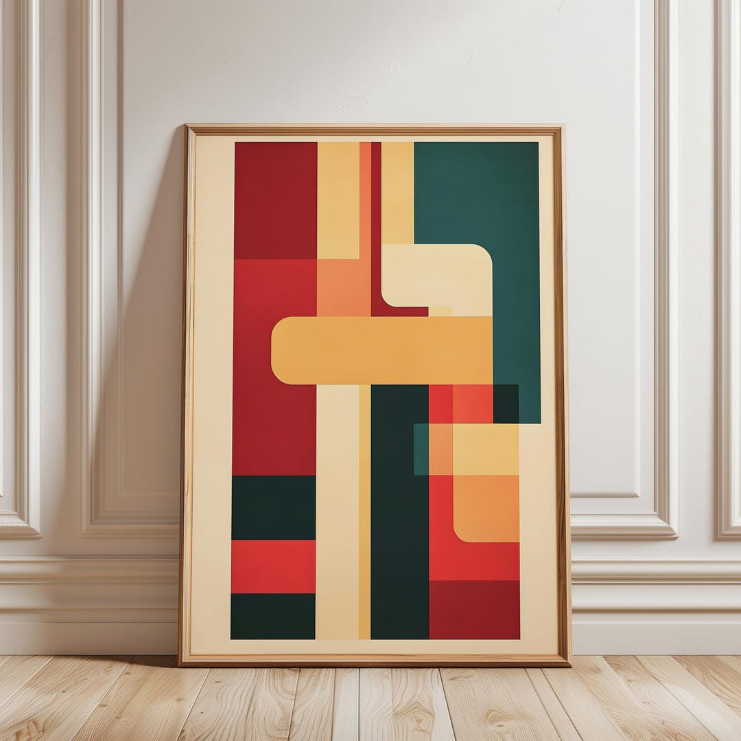 Mid Century Modern Abstract Print, Geometric Wall Art Poster 883 - Etsy