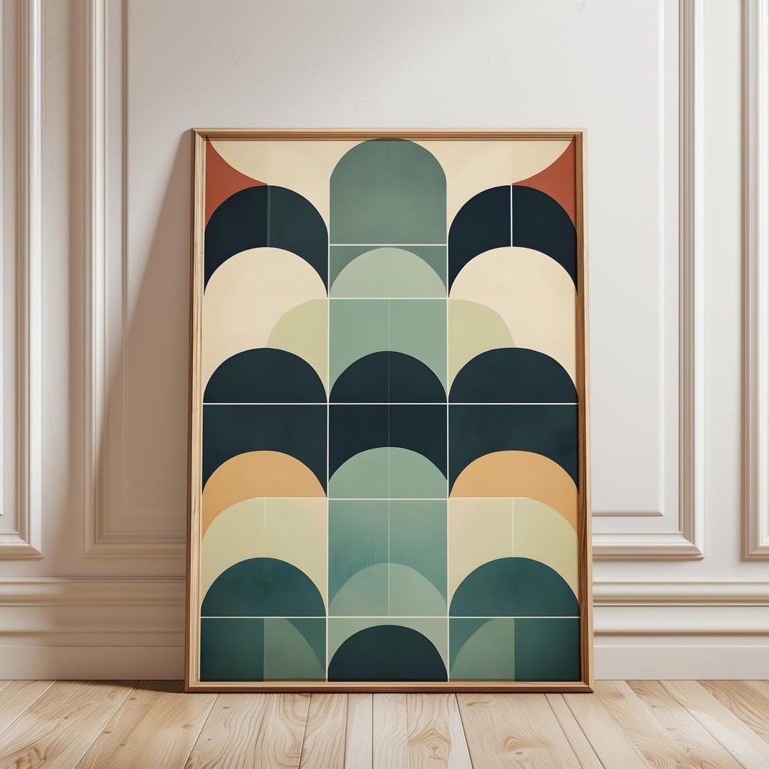 Mid Century Modern Geometric Arch Wall Art Print Minimalist Poster 913 ...