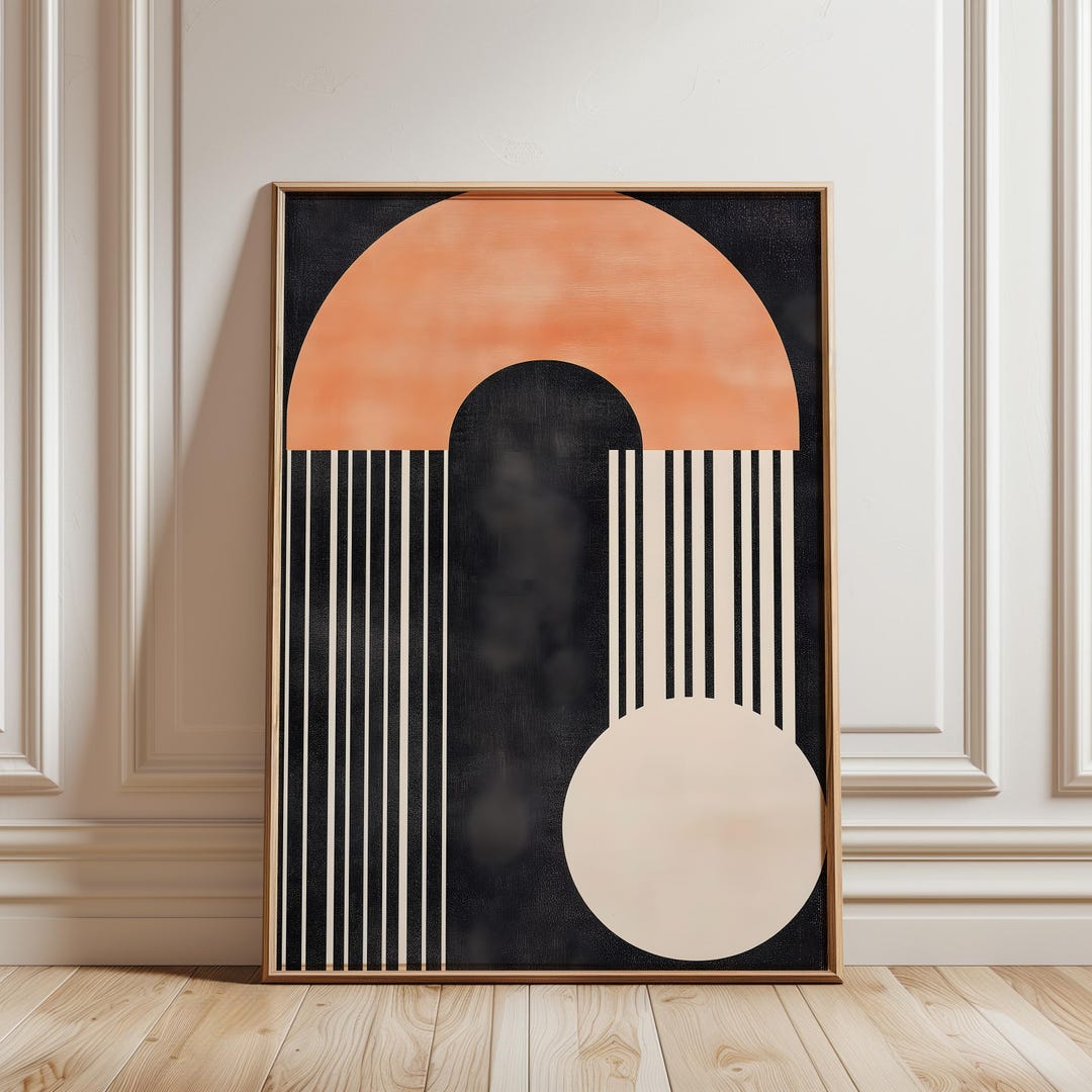 Mid Century Modern Abstract Print Geometric Wall Art Neutral Poster 715 ...