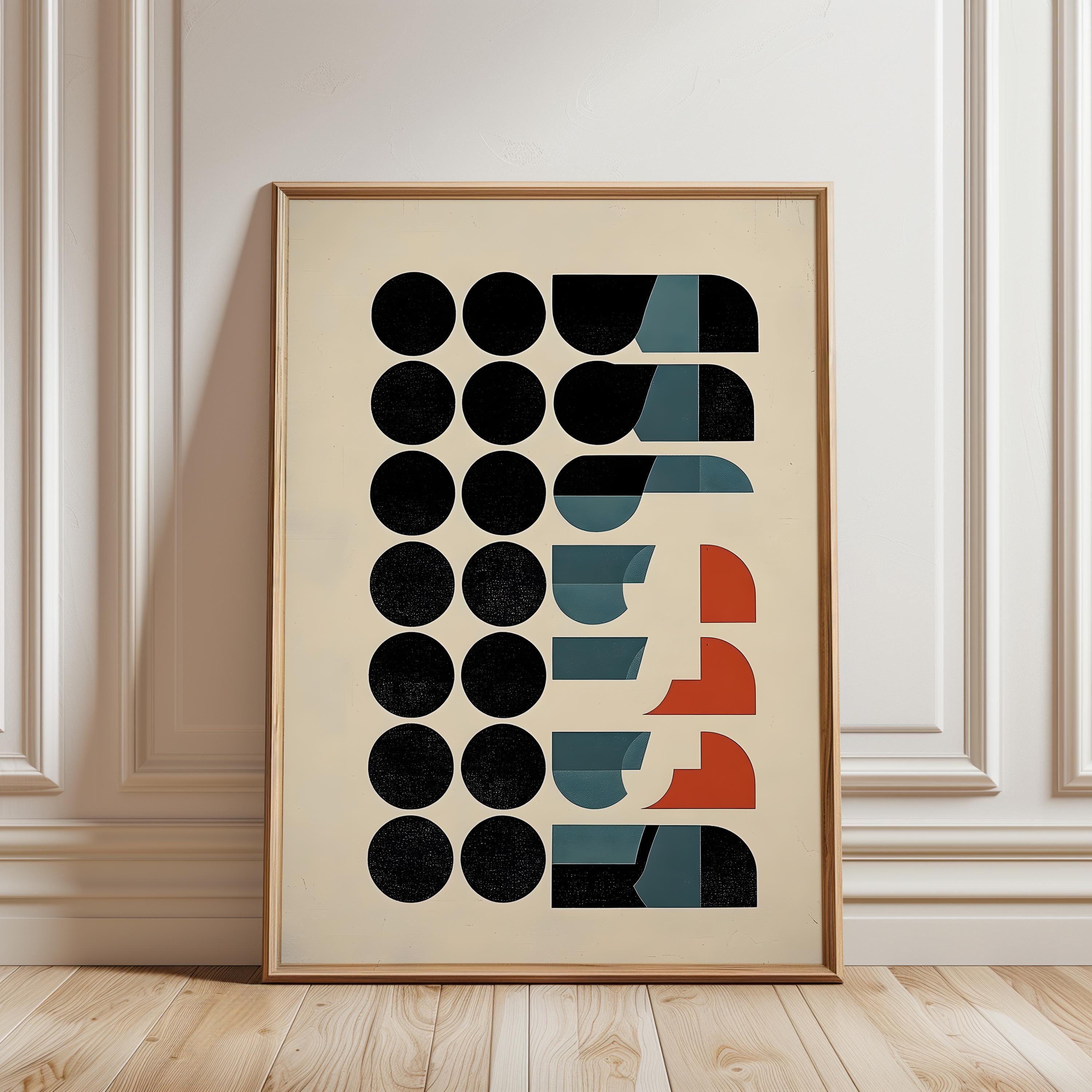 Mid Century Modern Geometric Poster Abstract Shapes Bauhaus Wall Art ...