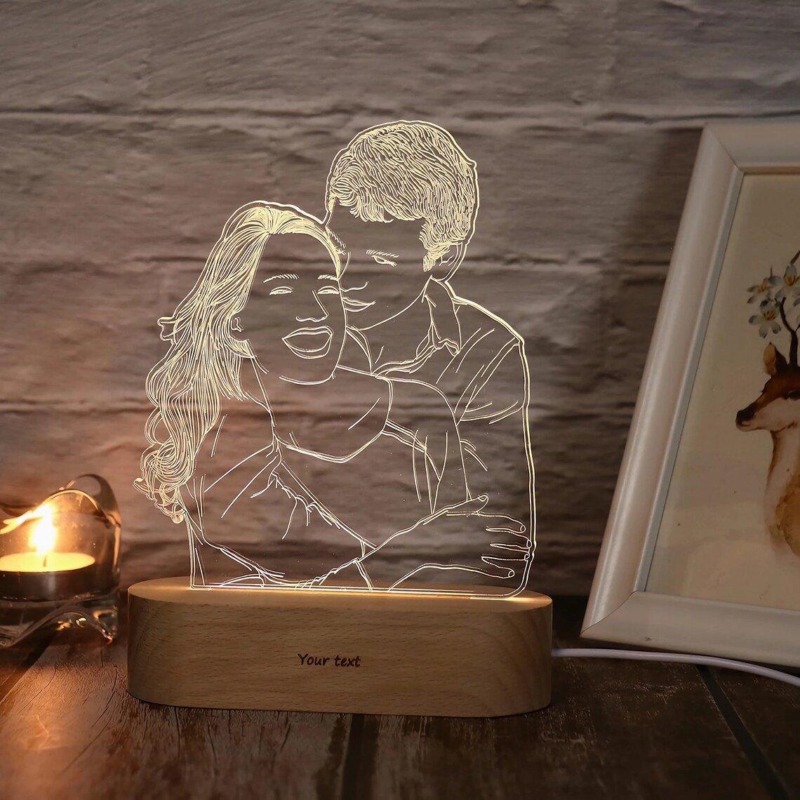Personalized Photo Lamp With Engraving, Engraved Lamp, Custom Photo