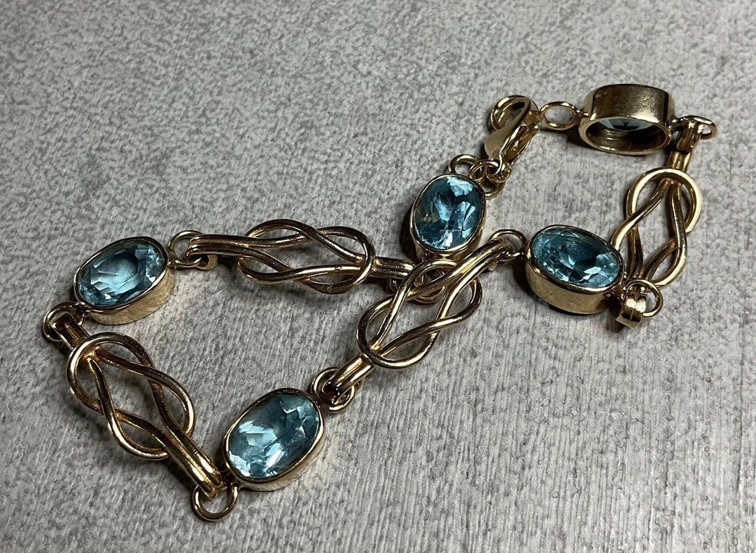 9ct Gold Aquamarine Bracelet Etsy UK