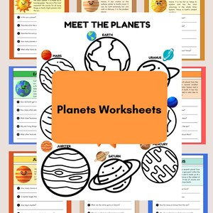 Meet the Planets Worksheets | 10 Colorful Pages | Reading Comprehension | Homeschool Science | Space Activities for Kids | PDF