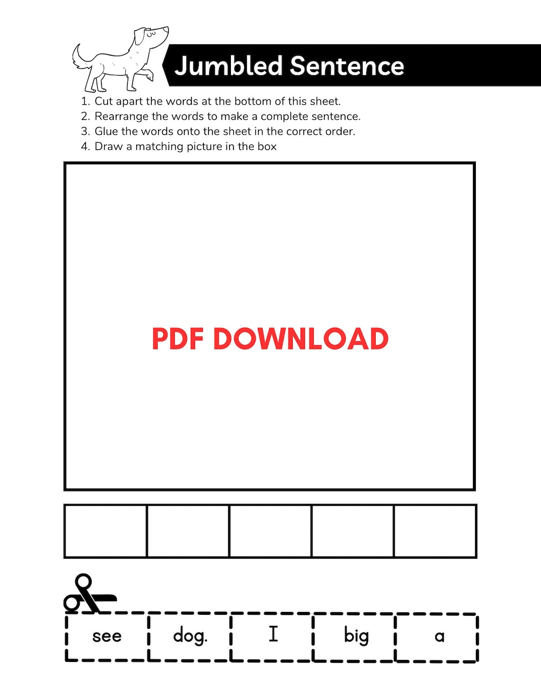 Jumbled Sentence Building Worksheets, Writing, Learning, Family