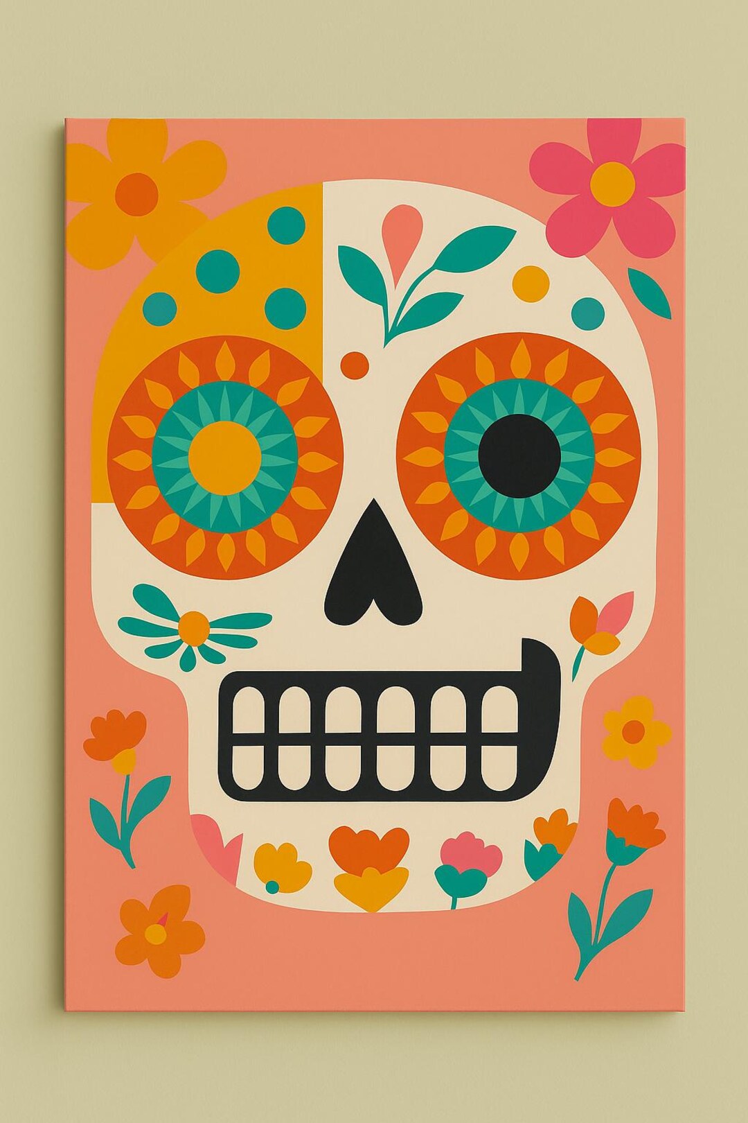 Candy Skull - Colorful Mexican Folk Art - Colorful Gallery Wall Art - Etsy