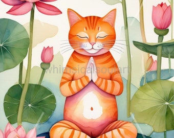 Yoga Cat Print Download