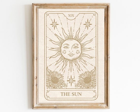 Alishomtll Tarot Card Wall Hangings Set The Moon, The Star and The Sun Black and White Cotton Canvas 40 x 50 cm