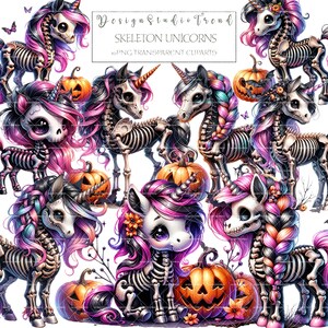 Skeleton Unicorn Clipart: 10 Halloween PNG Images (commercial Use) - Etsy