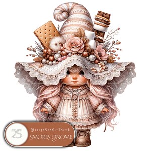 Campfire Smores Girl Gnome Clipart Bundle - 25 peças para diversão de acampamento de outono - Coleção de clipart digital para entusiastas de gnomos - Uso comercial