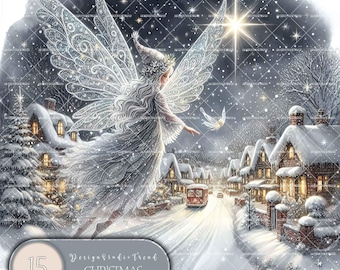 Weihnachts Fee Clipart: Wunderliche Schneeflocke Geschenke (Digitaler Download)