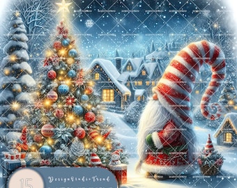 Christmas Gnome Winter Wonderland Art: Holiday Decor (Digital Download)