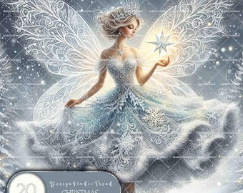 Christmas Snowflake Fairy Clipart Set: 20 Magical Designs (Digital Download)