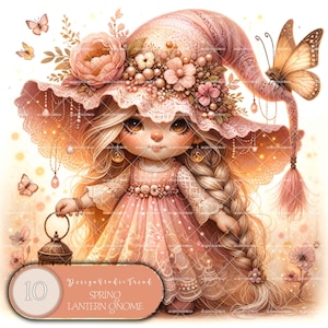 Nain de lanterne printanier fantaisiste - 10 motifs floraux fantaisie pour décoration de chambre d'enfant - non transparent - usage commercial - baby shower et travaux manuels
