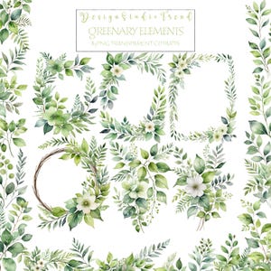 Whimsical Wedding Collection - Vibrant Watercolor Clipart Bundle with Botanical & Greenery Elements - Commercial Use