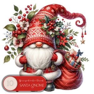 Diseños navideños de gnomos de Papá Noel: Imágenes prediseñadas navideñas extravagantes (uso comercial)