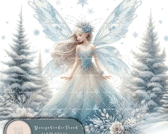 Frozen Fairy Clipart Set: 14 Winter Wonderland Designs (Commercial Use)