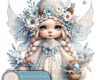 Winter Fairy Gnomes Clipart: Fantasy Designs for Sublimation (PNG)